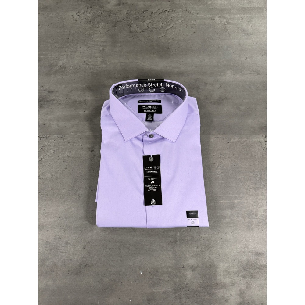 Awearness Kenneth Cole Dress Shirt Mens 3XL Essentials Purple Slim Fit NEW $70